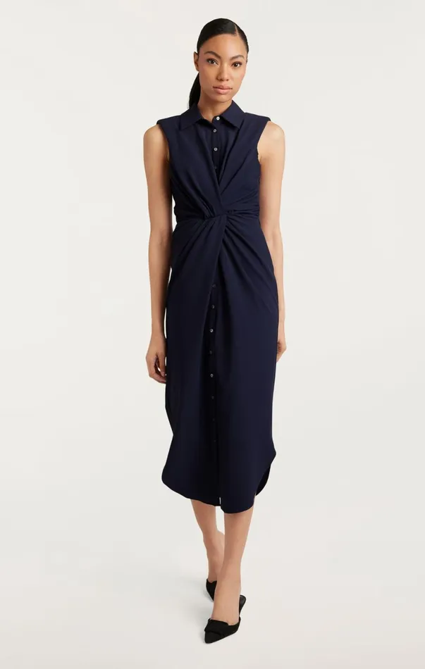 Women Midi Cinq Sept Catalina Dress Navy