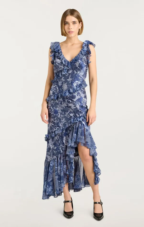 Women Midi Cinq Sept Indigo Floral Ora Dress Indigo Multi