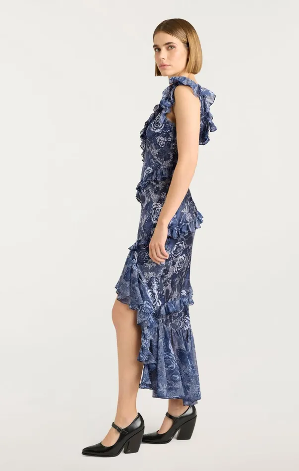 Women Midi Cinq Sept Indigo Floral Ora Dress Indigo Multi