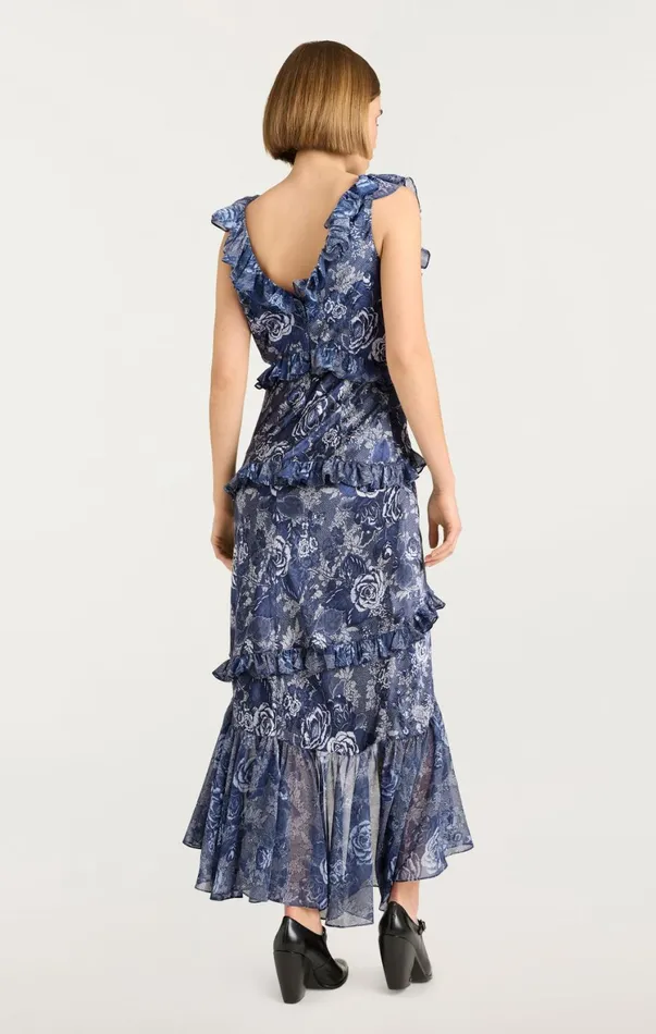 Women Midi Cinq Sept Indigo Floral Ora Dress Indigo Multi