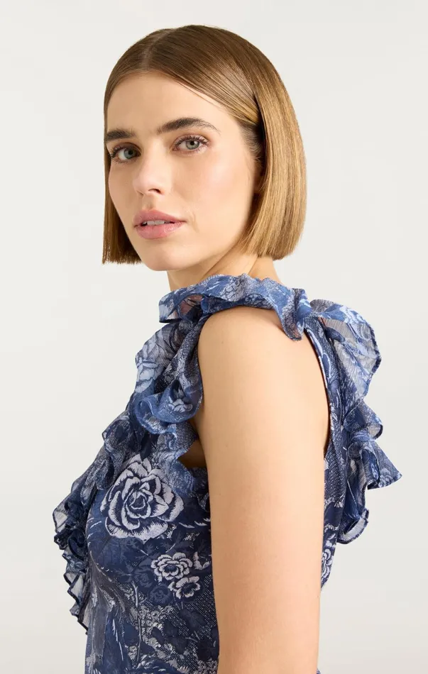 Women Midi Cinq Sept Indigo Floral Ora Dress Indigo Multi
