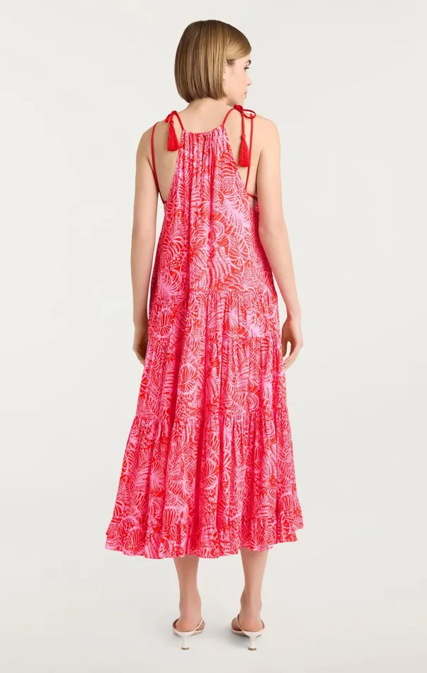 Women Midi Cinq Sept Tropical Inkblot Winnie Dress Bisoububblegum