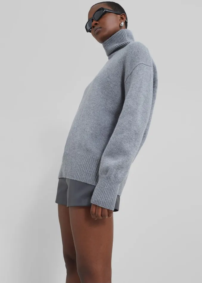 Women Milani Wool Turtleneck 8211 Grey The Frankie Shop Knitwear