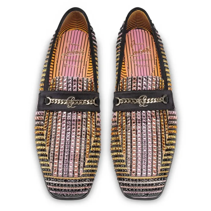 Women MJ Moc Strass Aftersun Loafers 8211 Aftersun Printed Crepe Satin 8211 Multicolor Christian Louboutin Flats and Loafers