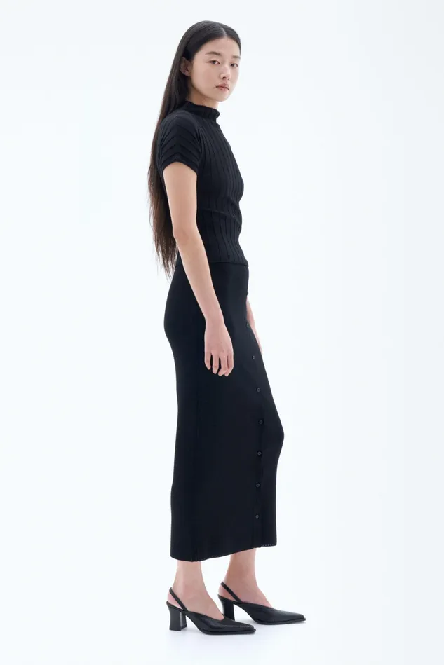 Women Mock Neck Top Black Filippa K Knitwear