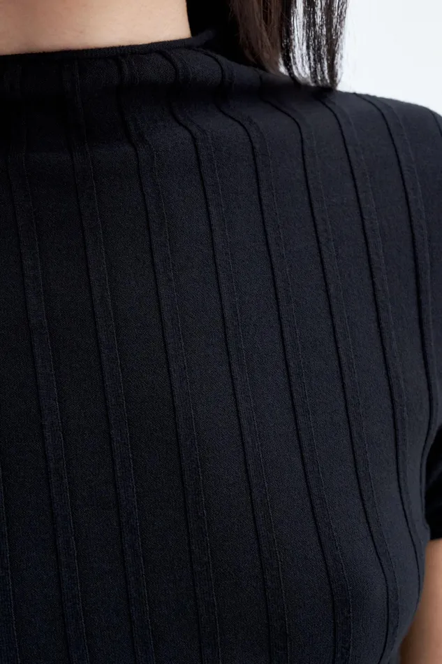 Women Mock Neck Top Black Filippa K Knitwear
