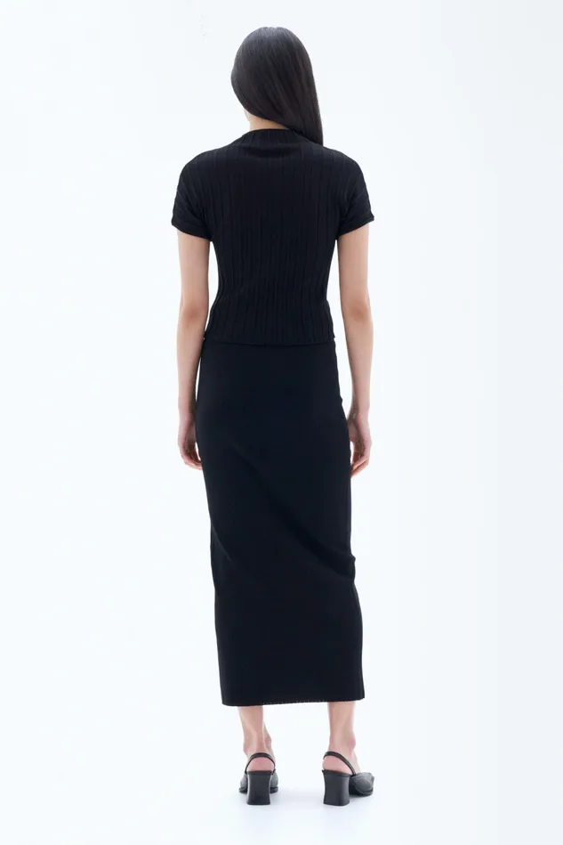 Women Mock Neck Top Black Filippa K Knitwear