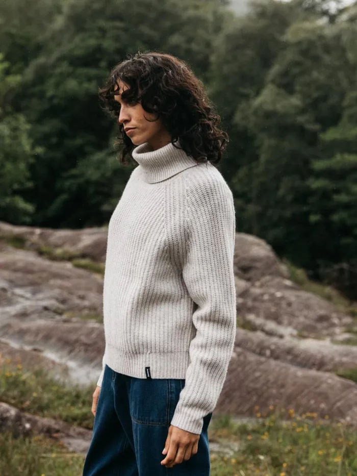 Women Mora Roll Neck Knit Jumper Ecru Finisterre Knitwear