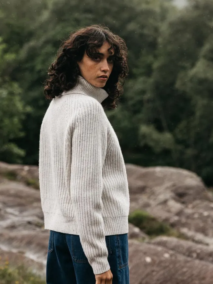 Women Mora Roll Neck Knit Jumper Ecru Finisterre Knitwear