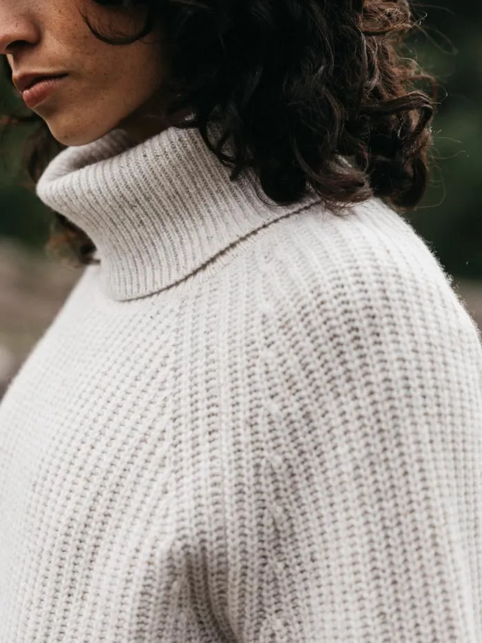 Women Mora Roll Neck Knit Jumper Ecru Finisterre Knitwear