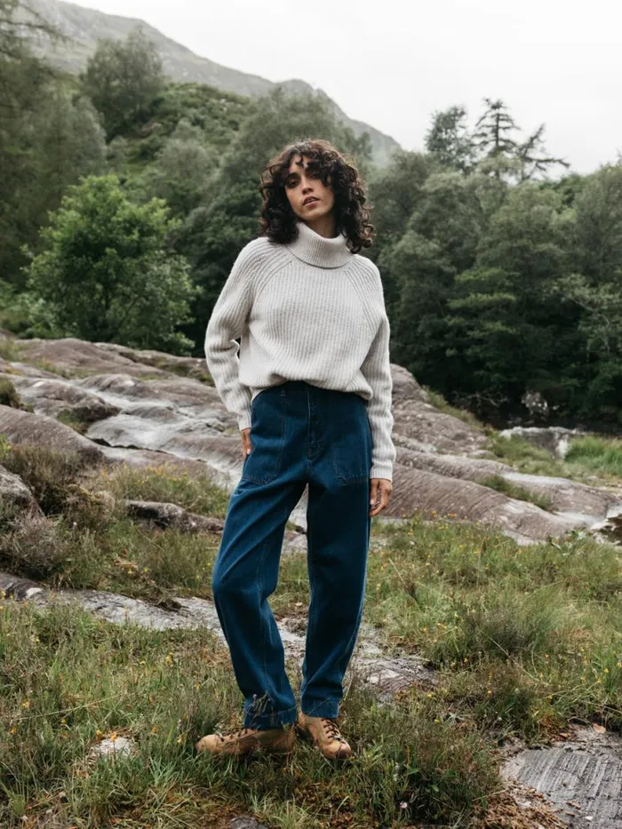 Women Mora Roll Neck Knit Jumper Ecru Finisterre Knitwear