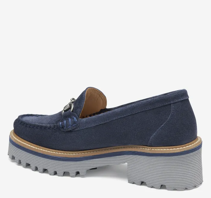 Women Mules and Loafers Johnston and Murphy Emmalynn Bit Loafer Navy Suede