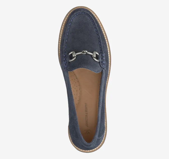 Women Mules and Loafers Johnston and Murphy Emmalynn Bit Loafer Navy Suede