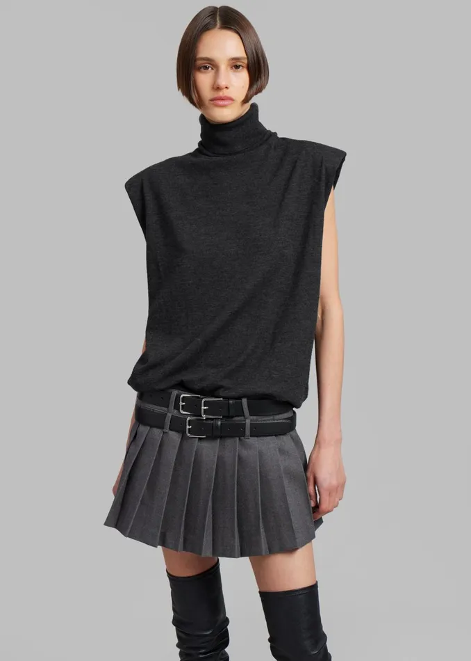 Women Nadia Thin Padded Sleeveless Turtleneck 8211 Charcoal The Frankie Shop Knitwear