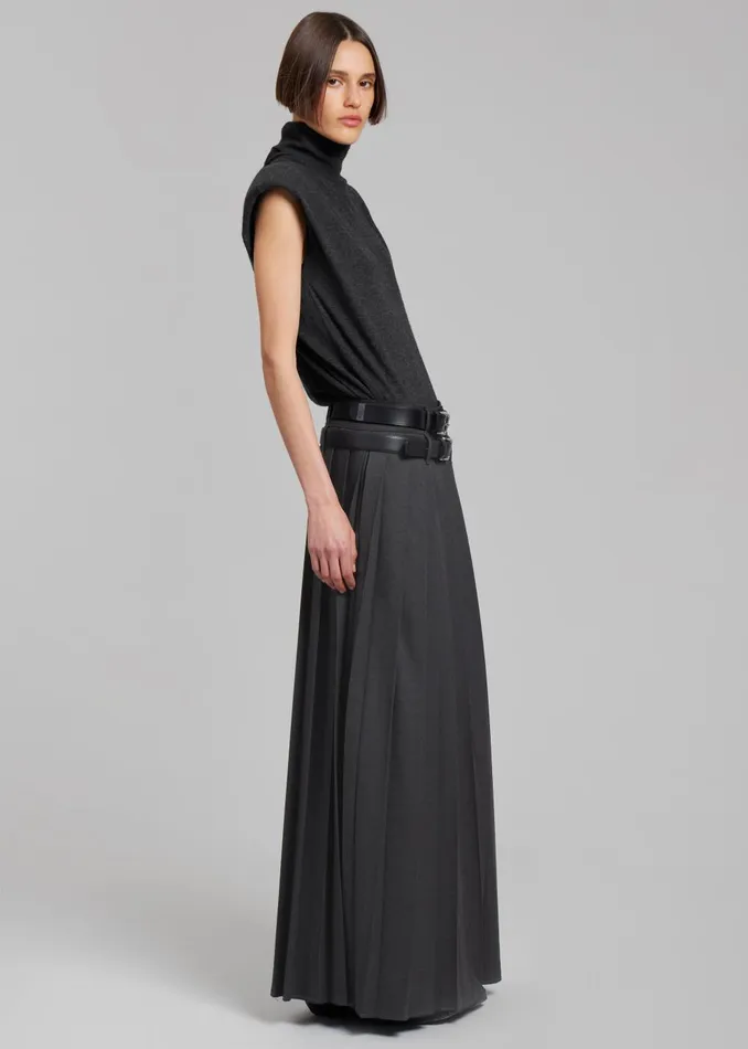 Women Nadia Thin Padded Sleeveless Turtleneck 8211 Charcoal The Frankie Shop Knitwear
