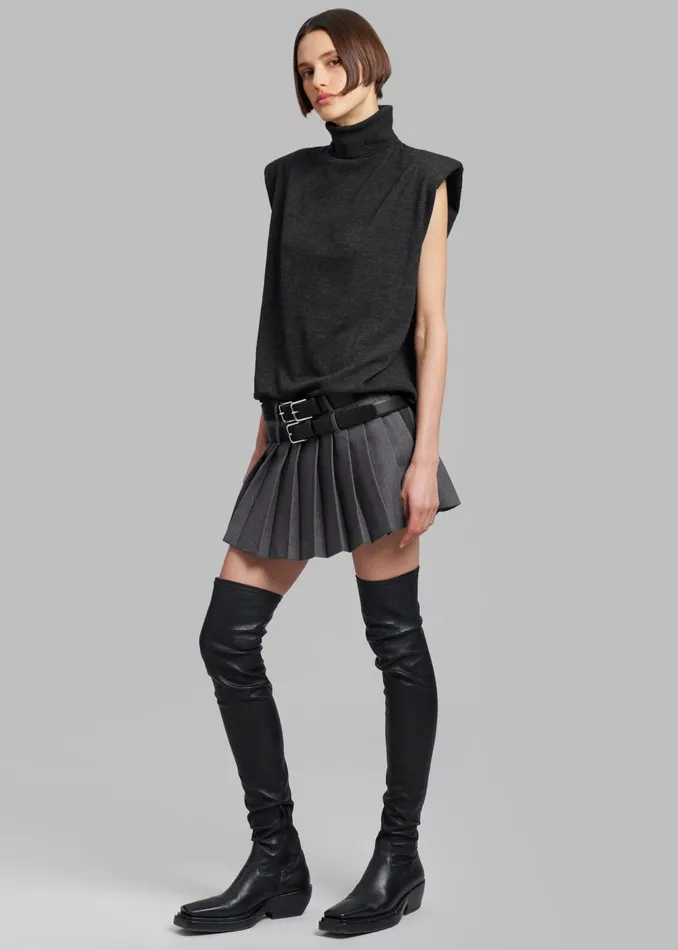 Women Nadia Thin Padded Sleeveless Turtleneck 8211 Charcoal The Frankie Shop Knitwear