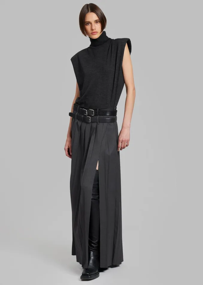 Women Nadia Thin Padded Sleeveless Turtleneck 8211 Charcoal The Frankie Shop Knitwear