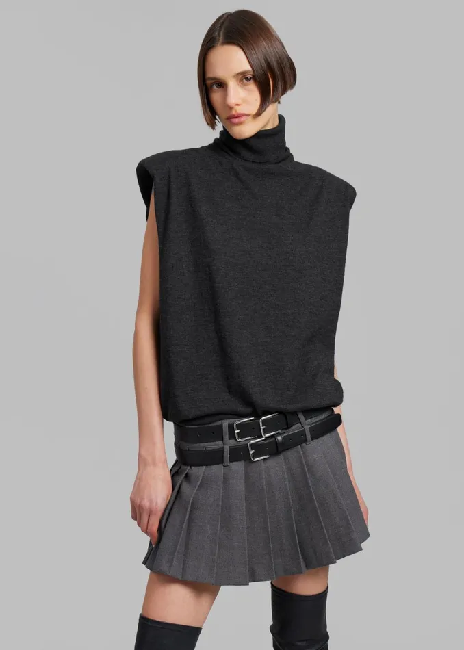 Women Nadia Thin Padded Sleeveless Turtleneck 8211 Charcoal The Frankie Shop Knitwear