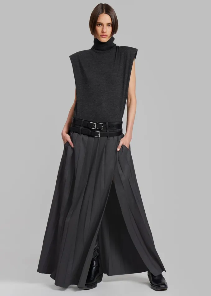 Women Nadia Thin Padded Sleeveless Turtleneck 8211 Charcoal The Frankie Shop Knitwear