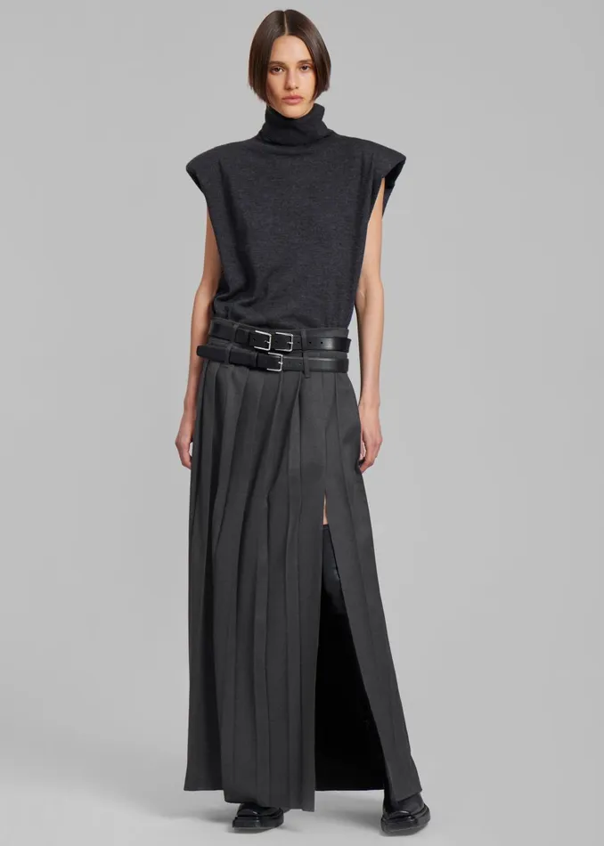 Women Nadia Thin Padded Sleeveless Turtleneck 8211 Charcoal The Frankie Shop Knitwear