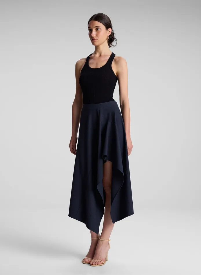 Women Navy Plaid Midi Skirt Navyblack ALC Bottoms