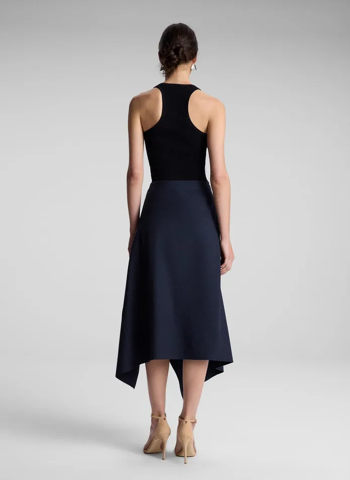 Women Navy Plaid Midi Skirt Navyblack ALC Bottoms