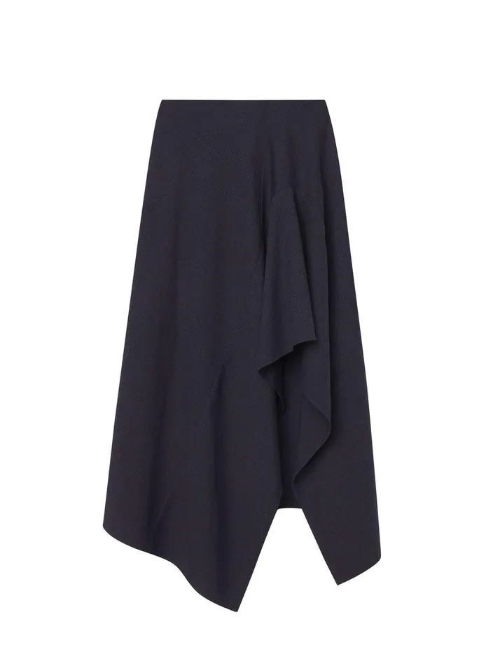 Women Navy Plaid Midi Skirt Navyblack ALC Bottoms