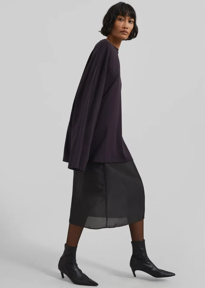 Women Naya Sheer Organza Midi Skirt 8211 Black The Frankie Shop Bottoms