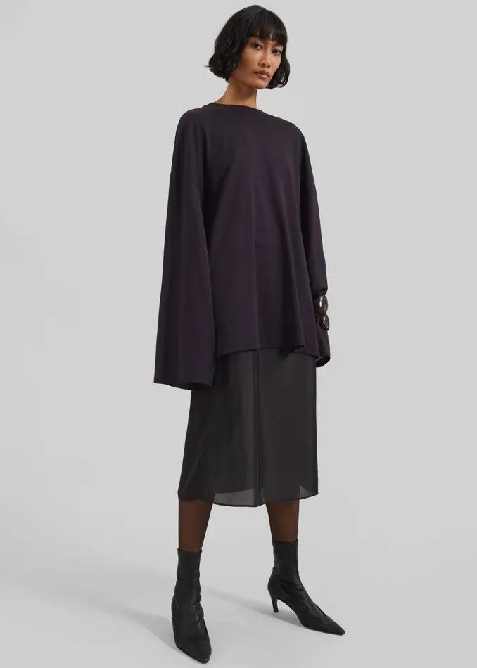 Women Naya Sheer Organza Midi Skirt 8211 Black The Frankie Shop Bottoms