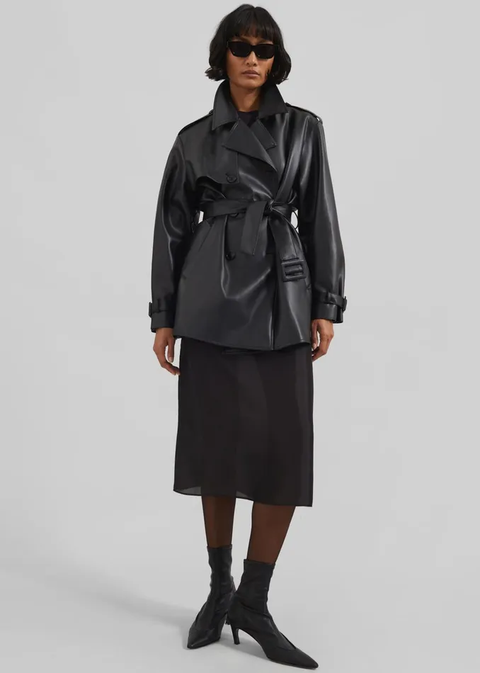 Women Naya Sheer Organza Midi Skirt 8211 Black The Frankie Shop Bottoms