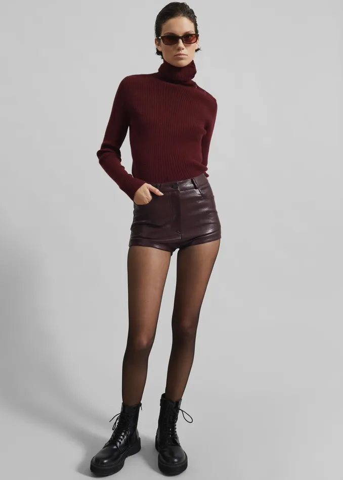 Women Nevis Faux Leather Hot Pants 8211 Burgundy The Frankie Shop Bottoms