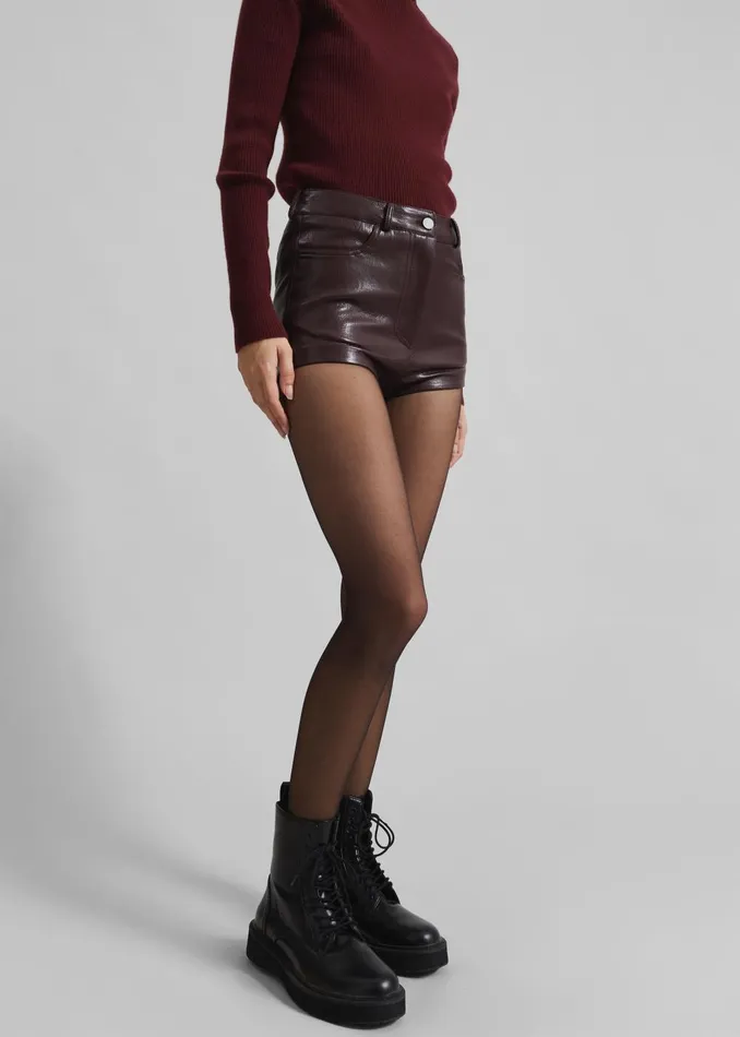 Women Nevis Faux Leather Hot Pants 8211 Burgundy The Frankie Shop Bottoms
