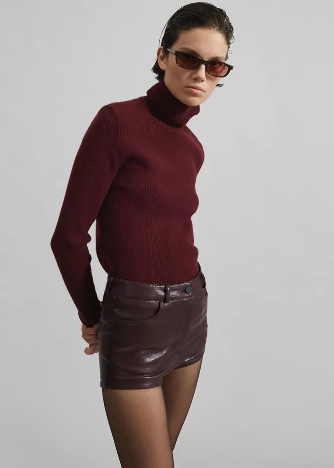 Women Nevis Faux Leather Hot Pants 8211 Burgundy The Frankie Shop Bottoms