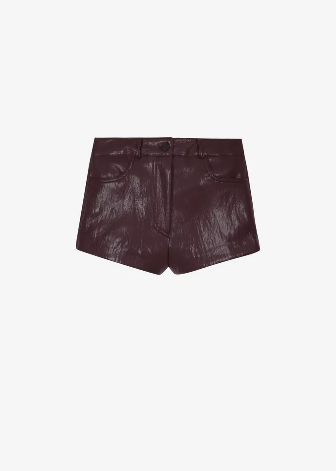 Women Nevis Faux Leather Hot Pants 8211 Burgundy The Frankie Shop Bottoms