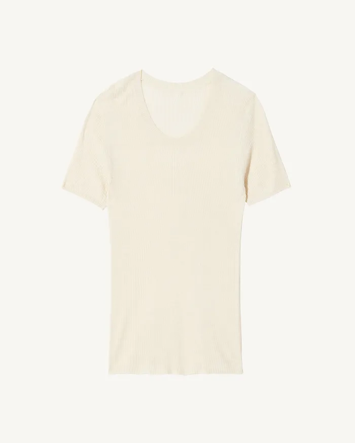 Women Nili Lotan ARACELI SILK KNIT TEE Black Tees