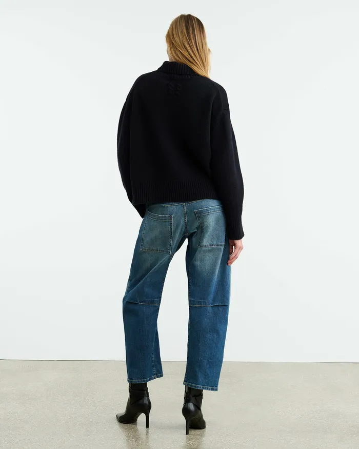 Women Nili Lotan OMAIRA SWEATER Dark Pine Knits and Sweaters