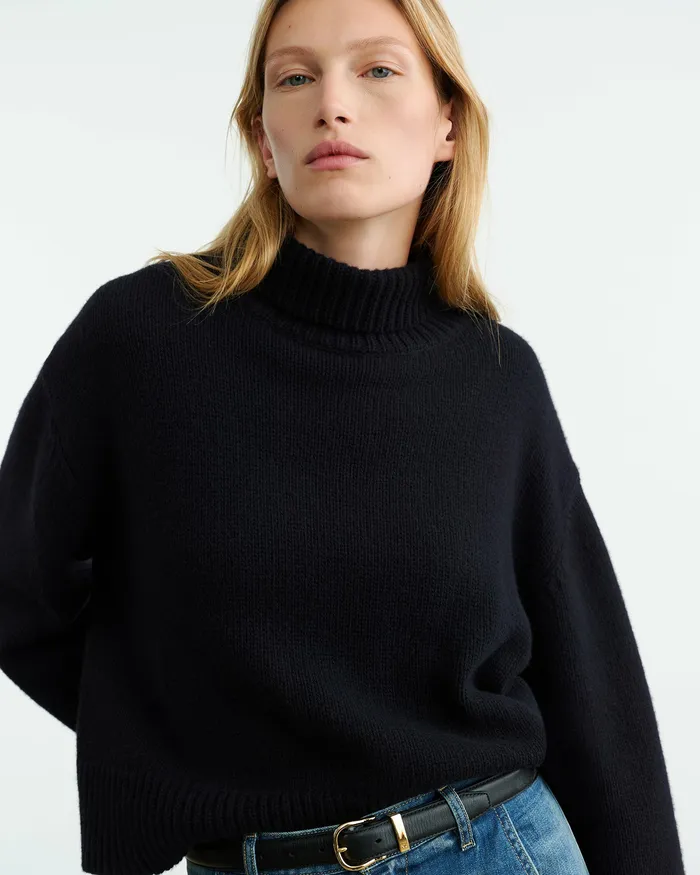 Women Nili Lotan OMAIRA SWEATER Dark Pine Knits and Sweaters