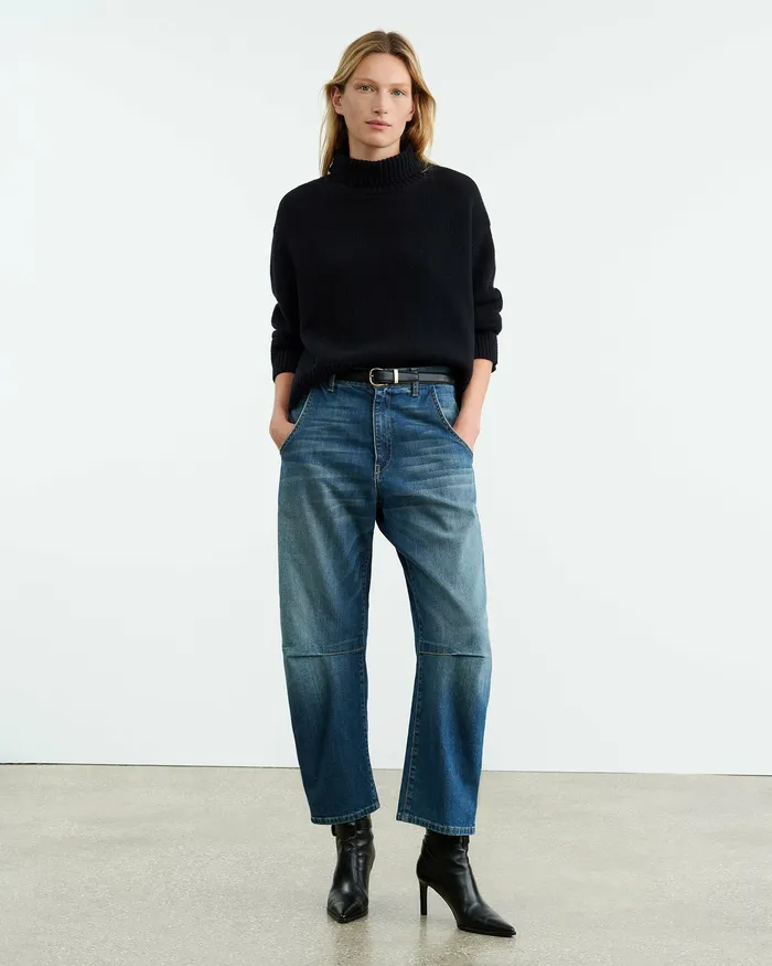 Women Nili Lotan OMAIRA SWEATER Dark Pine Knits and Sweaters