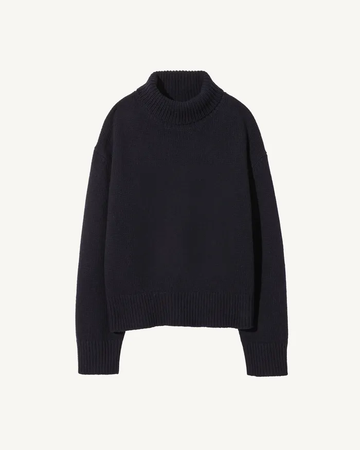 Women Nili Lotan OMAIRA SWEATER Dark Pine Knits and Sweaters