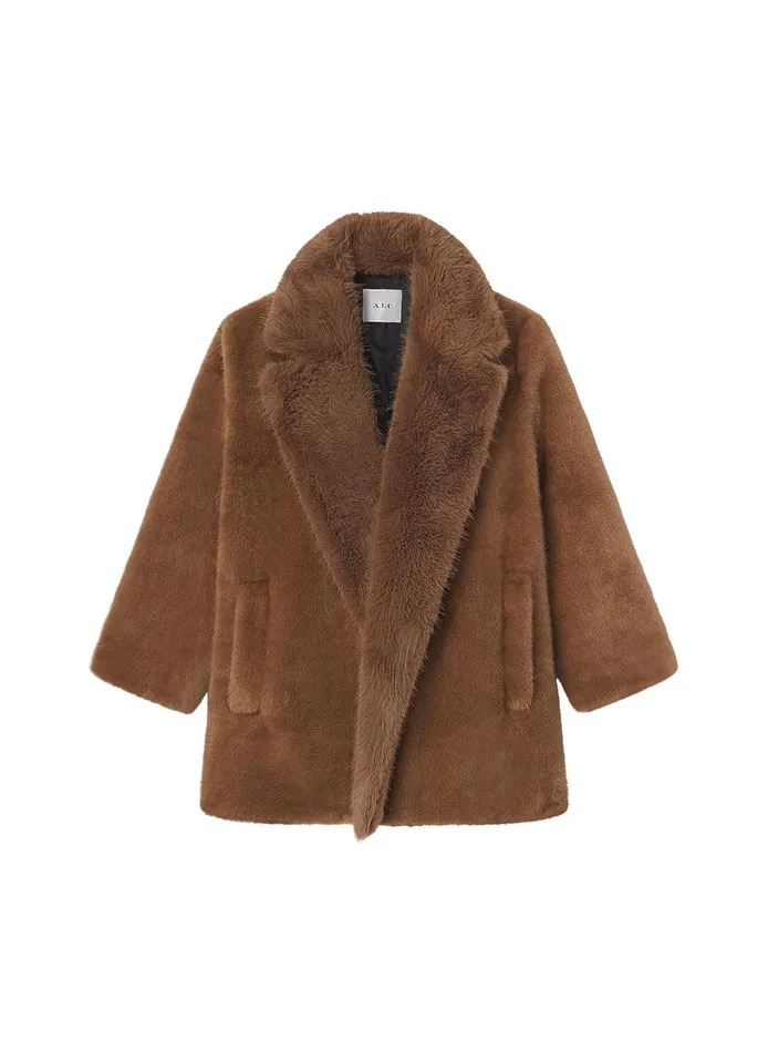 Women Nina Faux Fur Coat Gobi Tan ALC Jackets and Coats