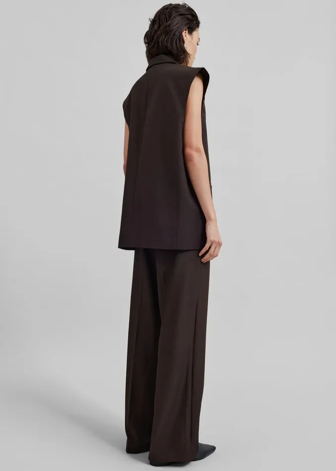 Women Nisha Pintuck Trousers 8211 Brown The Frankie Shop Bottoms