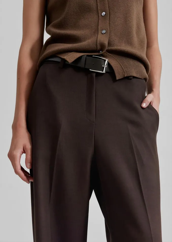 Women Nisha Pintuck Trousers 8211 Brown The Frankie Shop Bottoms