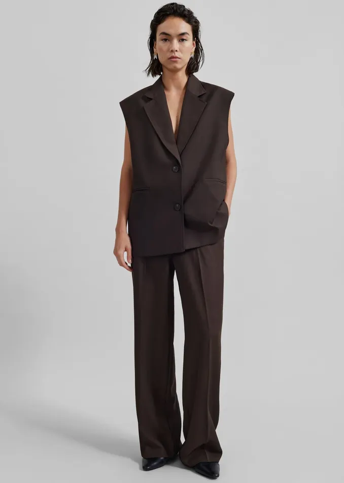 Women Nisha Pintuck Trousers 8211 Brown The Frankie Shop Bottoms