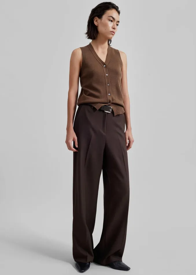 Women Nisha Pintuck Trousers 8211 Brown The Frankie Shop Bottoms