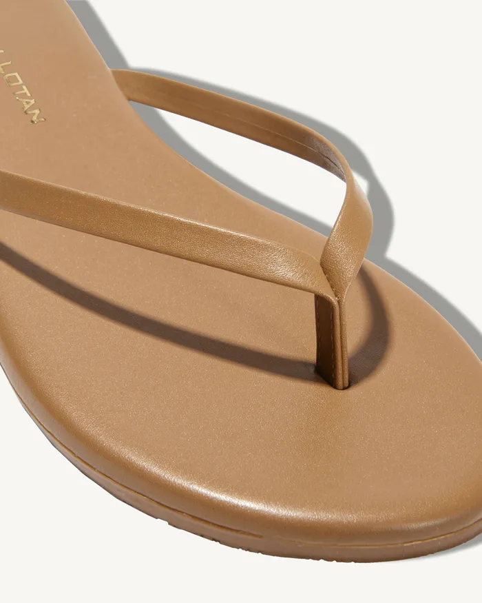 Women NL X TKEES LEATHER FLIP FLOP Dark Brown Shoes Nili Lotan
