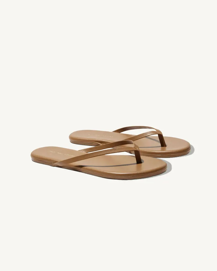 Women NL X TKEES LEATHER FLIP FLOP Dark Brown Shoes Nili Lotan