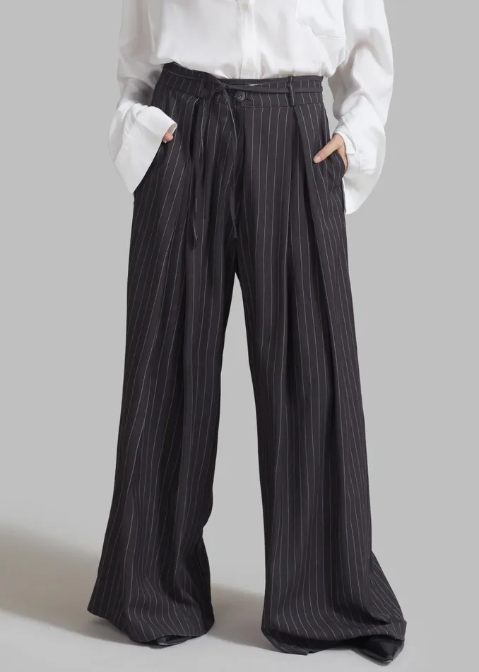 Women Noor Wide Pants 8211 Grey Pinstripe The Frankie Shop Bottoms
