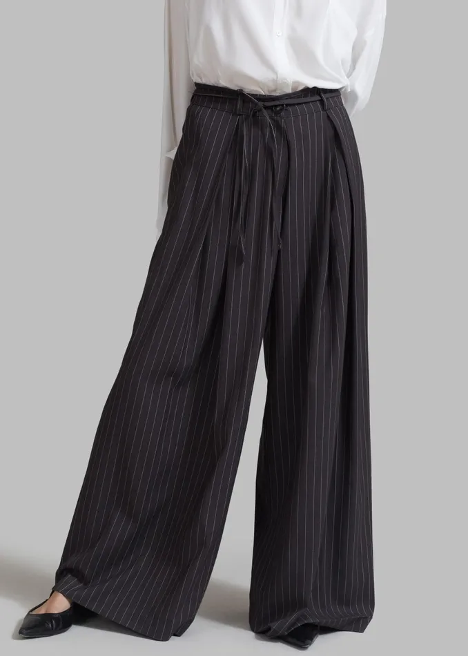 Women Noor Wide Pants 8211 Grey Pinstripe The Frankie Shop Bottoms