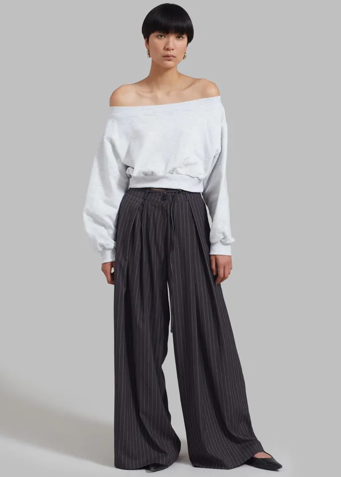 Women Noor Wide Pants 8211 Grey Pinstripe The Frankie Shop Bottoms