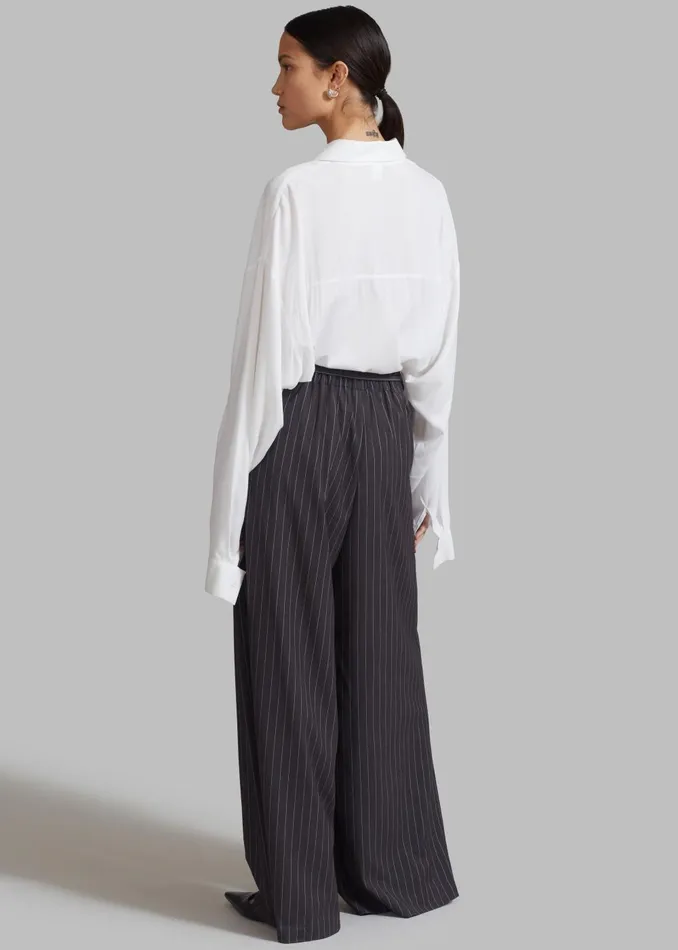 Women Noor Wide Pants 8211 Grey Pinstripe The Frankie Shop Bottoms